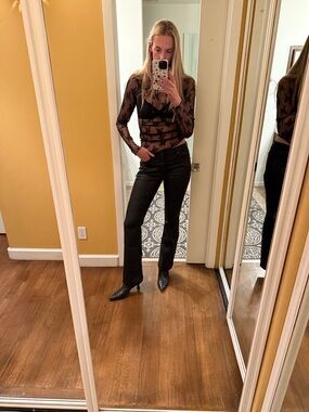 Banana Republic Black Coated Boot Cut Pants